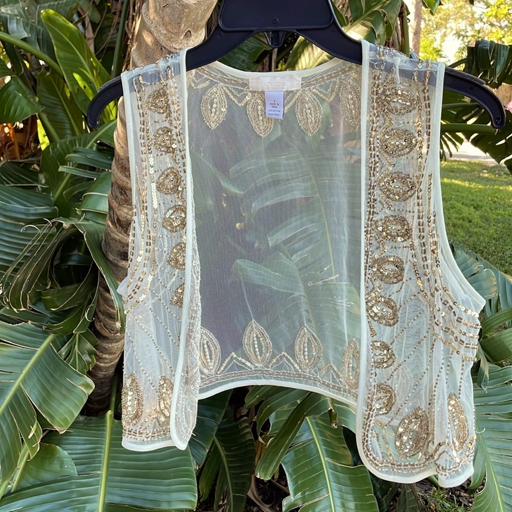 Chico’s sheer beaded I dream of genie vest